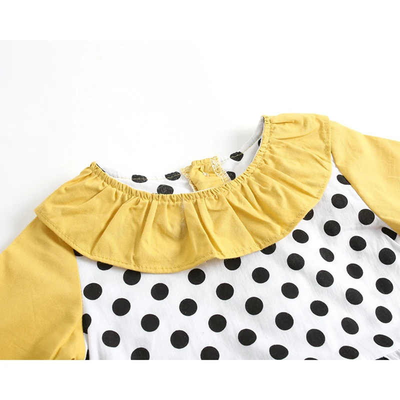 

New 2020 Spring Autumn Newborn Baby Girls Wave Point Long Sleeve Clothes Rompers 0-3Yrs Baby Toddler Girls Triangle Jumpsuits