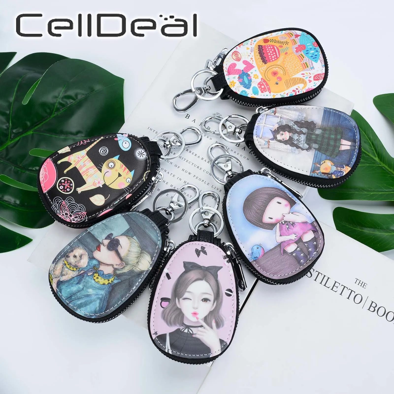 Fashion Painted Design Key Bag for Women Small Leather Wallets Housekeepers Car Holder Case New Keychain Pouch | Багаж и сумки