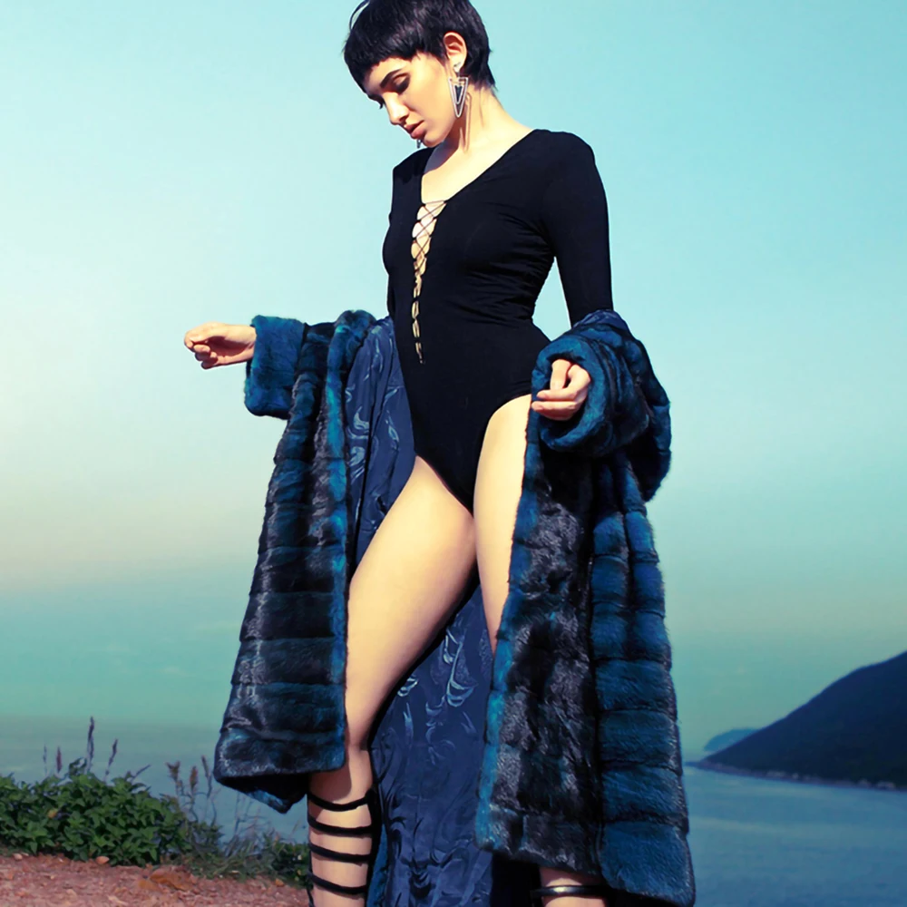 TOPFUR Natural Real Mink Fur Long Coat With Fur Hood Luxury Real Mink Fur Jackets High Street Customize Warm Female Overcoats