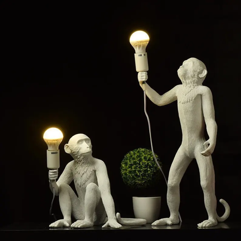 

Скандинавский Творческий обезьяна Форма смолы подвесные светильники Ретро E27 Ресторан Спальня кафе Золотая люстра с Обезьянами Промышленная