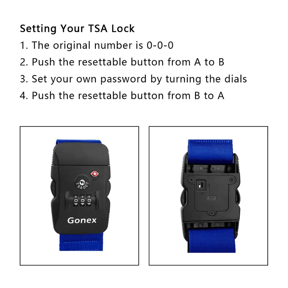 Gonex ремни TSA охраняемая Чемодан ремень с тег масштабных дорожных чемоданов для