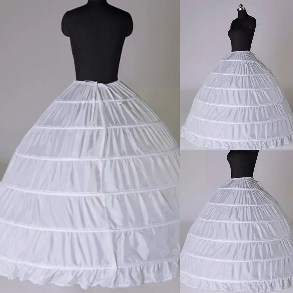 

2021 New White 6 Hoop Crinoline Underskirt For Ball Long Gown Vintage Slips Skirts Petticoats Dress For Wedding W9z2