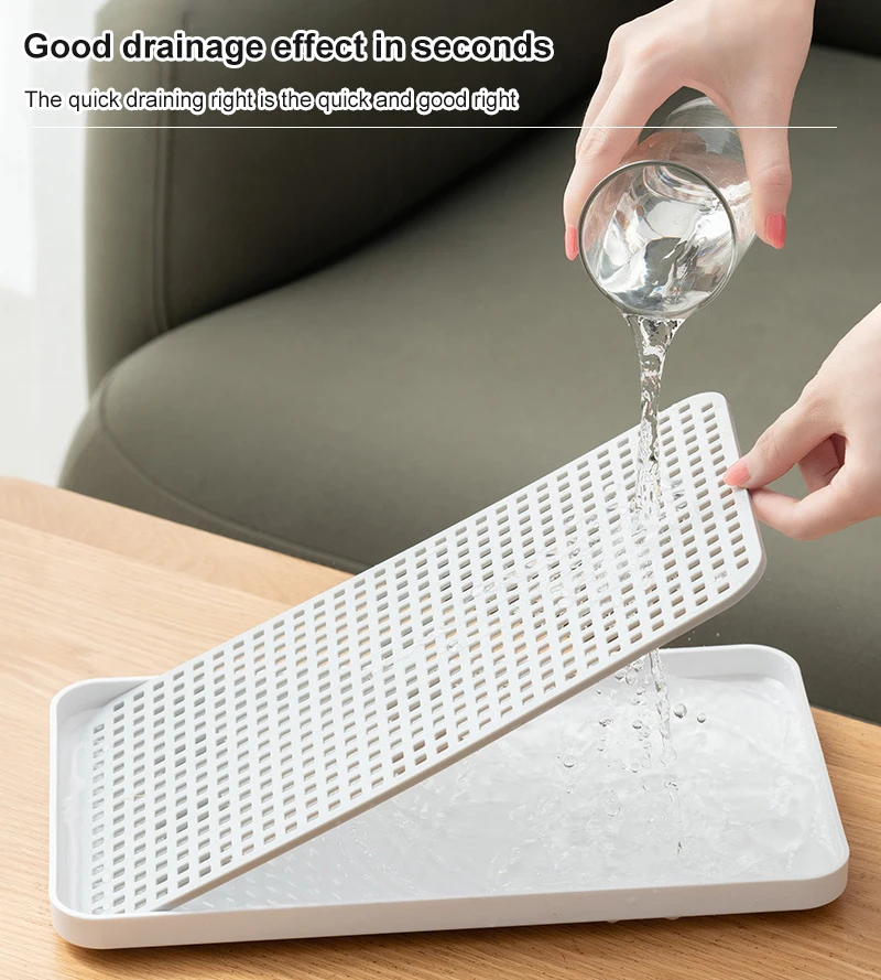 

Rectangular Double-layer Tableware Drain Plate Light Detachable Fruit And Vegetable Bowl Chopsticks Cup Drain Tray Kitchen Parts
