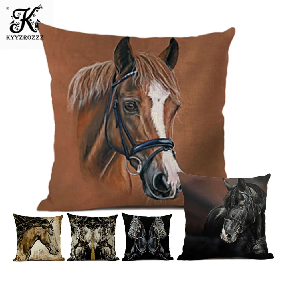 Подушка с лошадью рукав 45*45 льняная подушка постельное белье домашний диван
