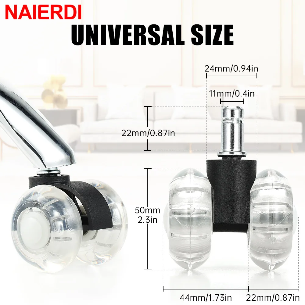 NAIERDI 5PCS 2inches Swivel Office Chair Wheels Replacement Chair Casters for Hardwood Carpet Heavy-Duty Furniture Wheels