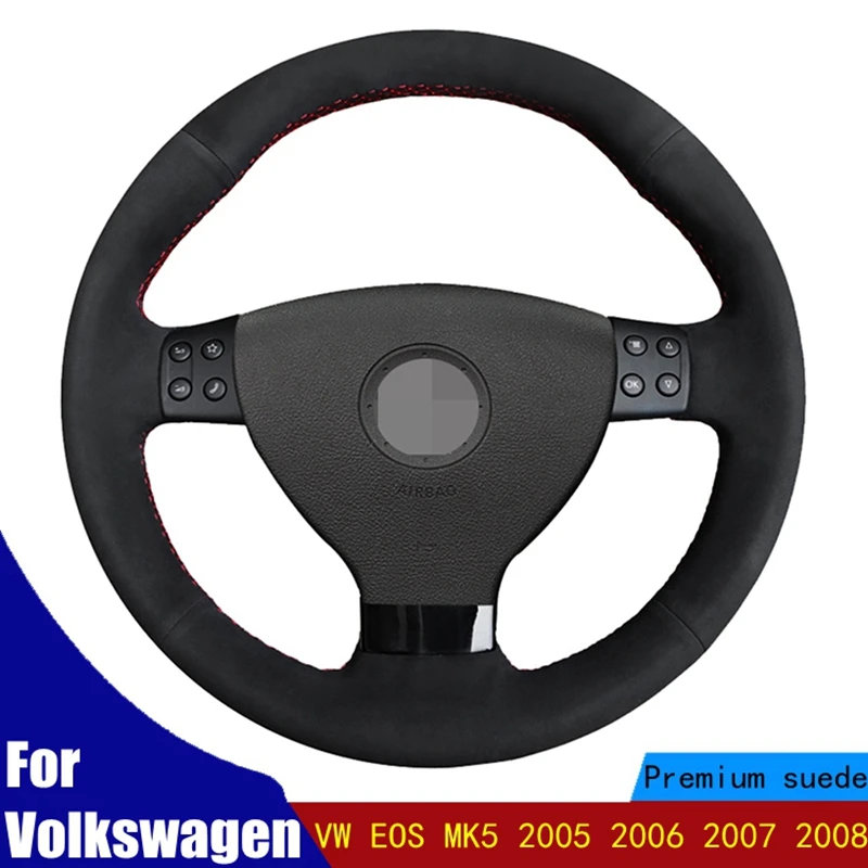 

Car Steering Wheel Covers Wrap Comfortable Non-slip Suede For Volkswagen VW EOS MK5 2005 2006 2007 2008 Braid Four Seasons
