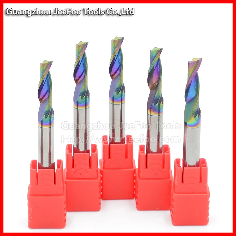 Sprail Bits CNC Engraving Tools Single Flute Solid Carbide End Mill Cutter for PVC or Aluminium with Coated