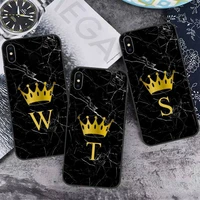 letters black marble pattern phone case for iphone 13 12 11 mini pro xs max 8 7 6 6s plus x 5s se 2020 xr