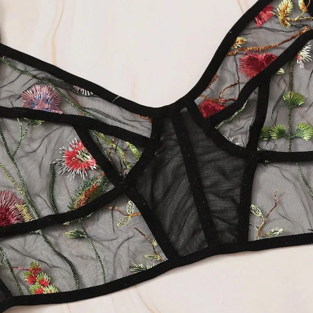 S-2XL Women Lingerie Corset Lace Underwire V-Neck Floral Embroidered Set Sous Vetement Femme Sexy Ensemble | Женская одежда