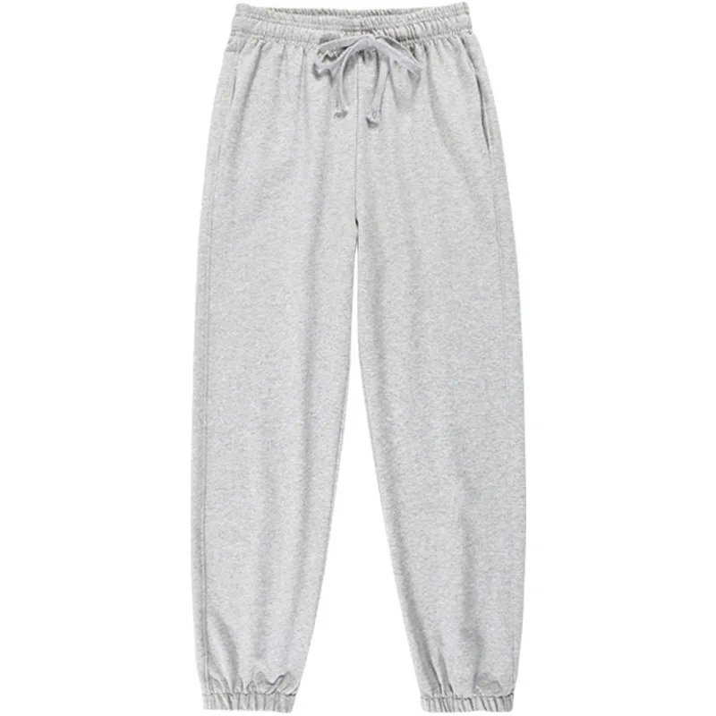 

2021 Summer New Casual Pants Hong Kong Style Thin Style Versatile Loose Legged Solid Color Girls' Grey Sweatpants Dropshipping