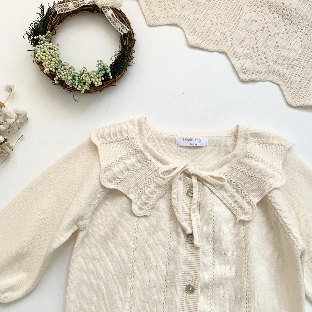 Весна 2022 новинка вязаные свитера для маленьких девочек deer jonmi однотонный