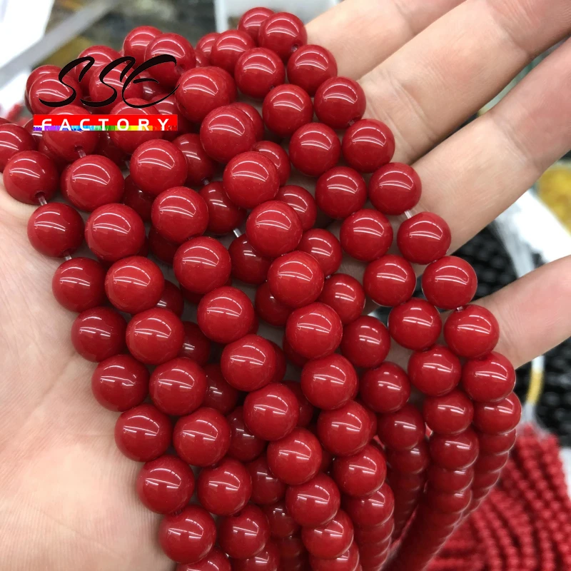 

Natural Garnet Red Jades Beads Round Loose Spacer Beads For Jewelry Making DIY Bracelet Necklace Accessories 6 8 10mm 15''strand