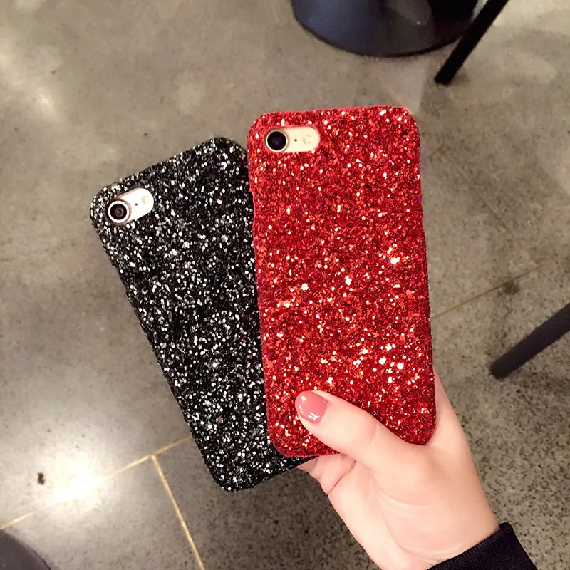 Женские модные блестящие Порошковые Чехлы для iPhone 7 8 6 S Plus Жесткий ПК чехол