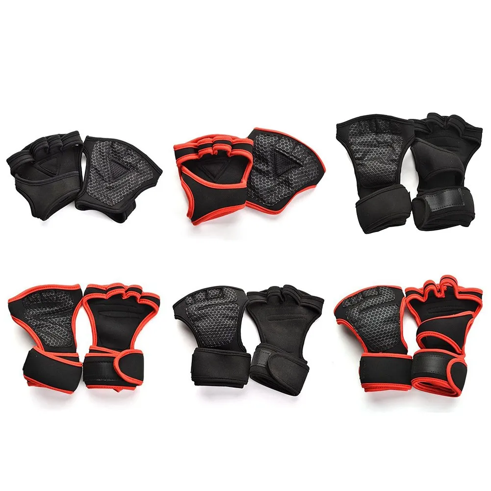 

2pcs Weight Lifting Training Gloves Women Men Gym Fitness Sports Body Building Gymnastics Grips Hand Palm Protector With Wrap