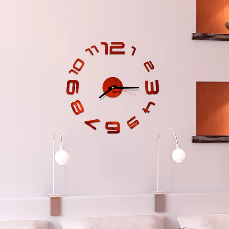 DIY 3D зеркальные настенные часы стикер домашний Декор зеркало для гостиной