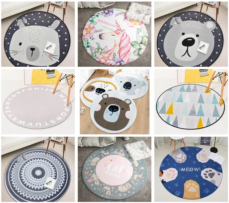 Круглый ковер с геометрическим узором для детской комнаты в гостиную спальню