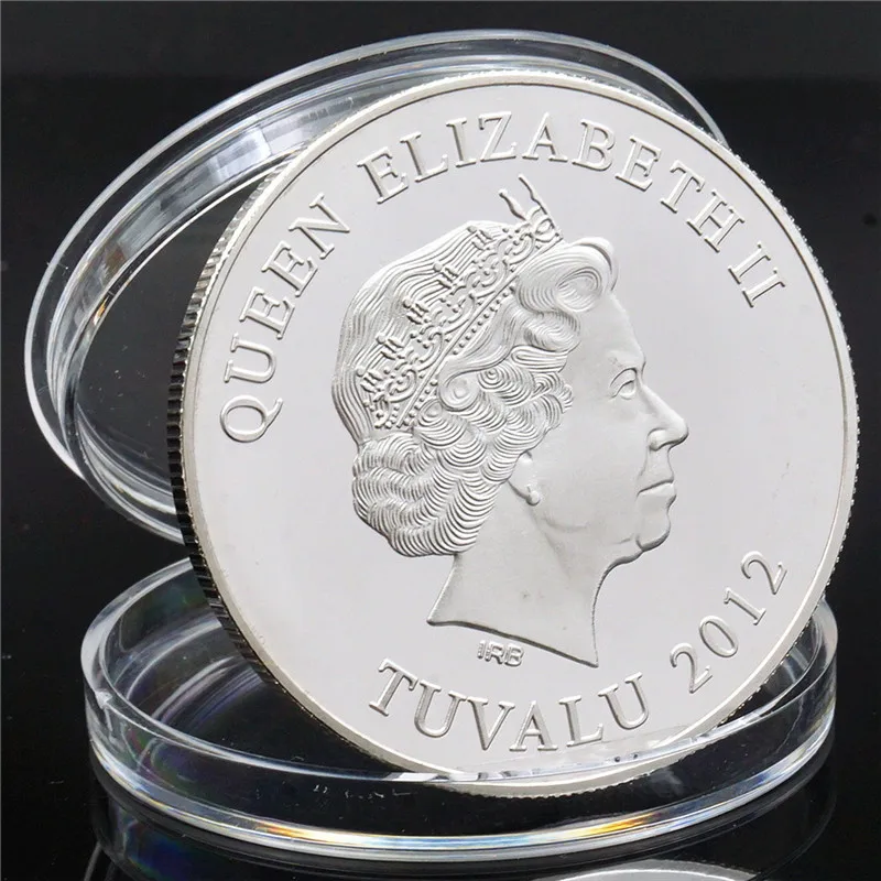 Памятные монеты 2012 года с символикой зодиака дракона Тувалу Серебряная