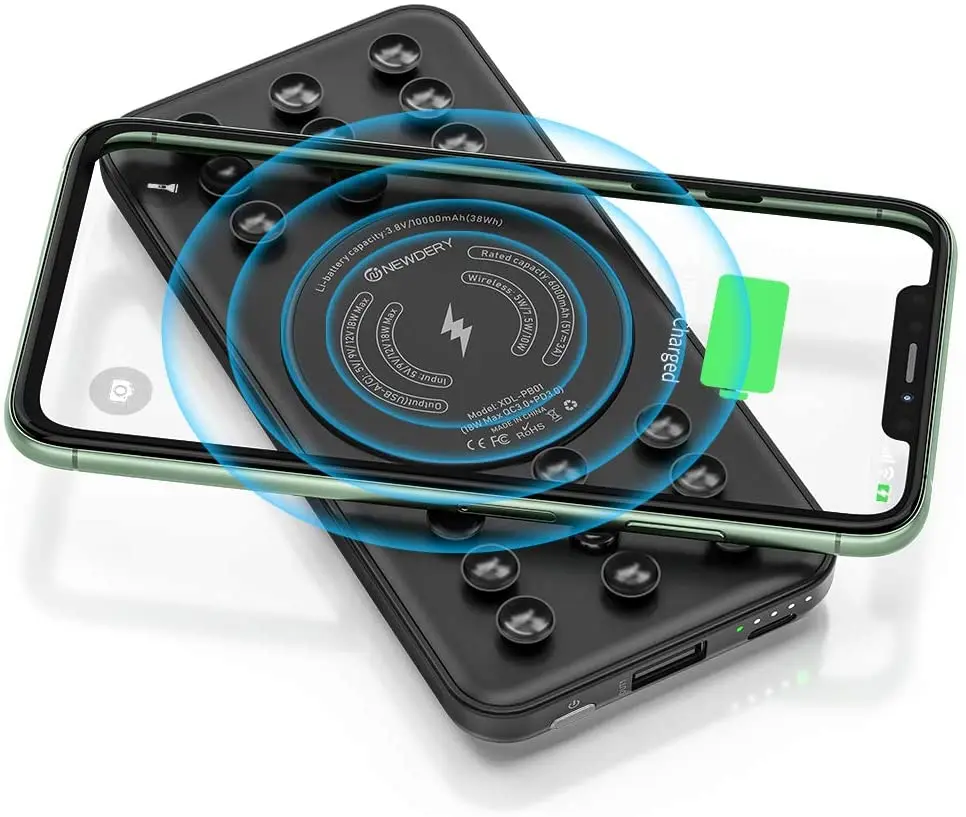 Беспроводное зарядное устройство NEWDERY на присосках Qi для iphone X XS 11 с функцией