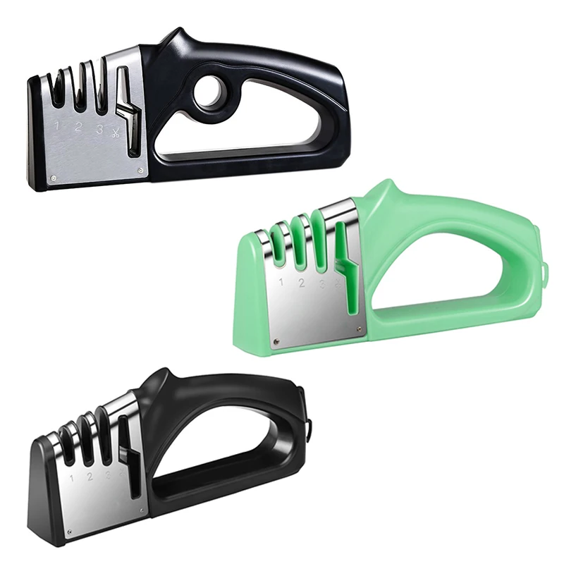 New Knife Sharpener 4 in 1 Diamond Coated Fine Rod Shears and Scissors Sharpening stone System Stainless Steel Blades | Дом и сад