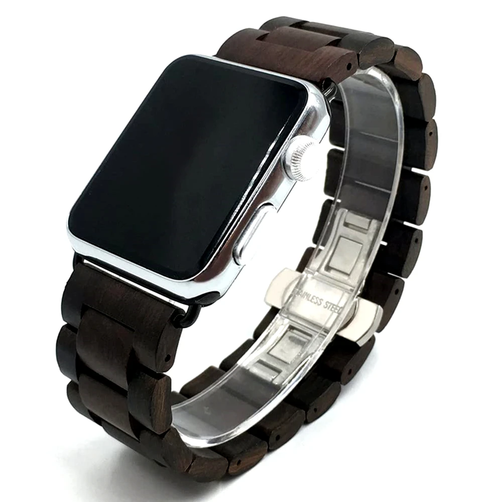

Band for Apple Watch Series 4 5 Band 40mm 44mm Natural Handmade Wooden Replacement Strap for iWatch 1 2 3 38mm 42mm Bracelet