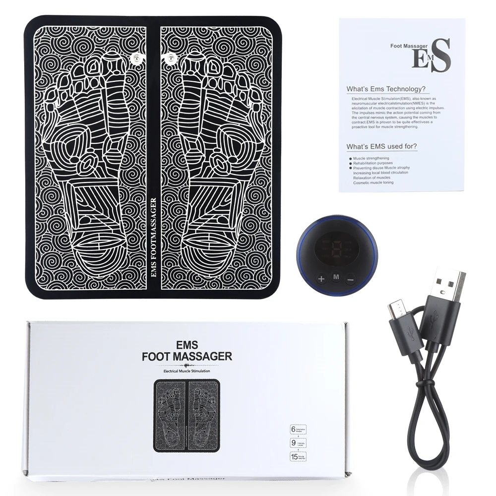 

EMS Foot Massage Mat Electrical Muscle Stimulation Foot Massager EMS Foot Pad 6 Modes 9 Intensity Pain Reduce Foot Care Massage