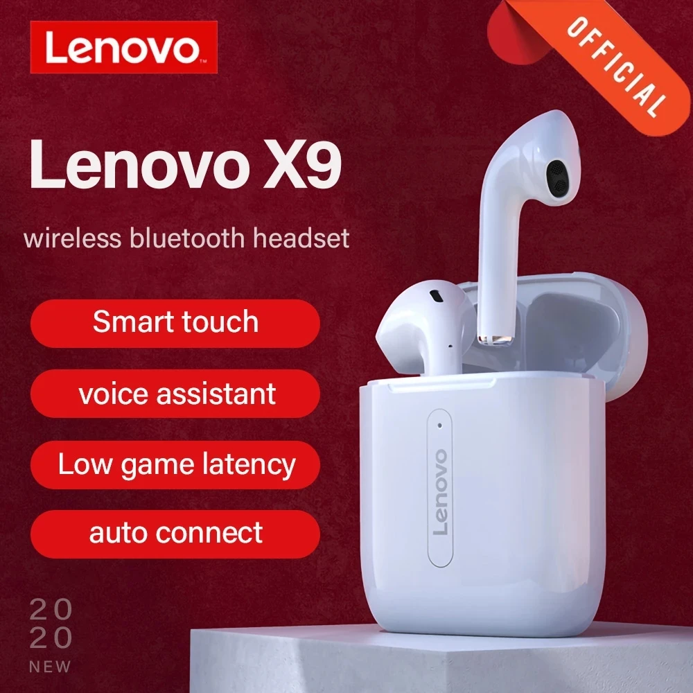 

Беспроводные наушники Lenovo X9, Bluetooth-гарнитура с сенсорным управлением, Hi-Fi стереонаушники, сверхлегкие беспроводные наушники BT 5,0, мини-наушн...