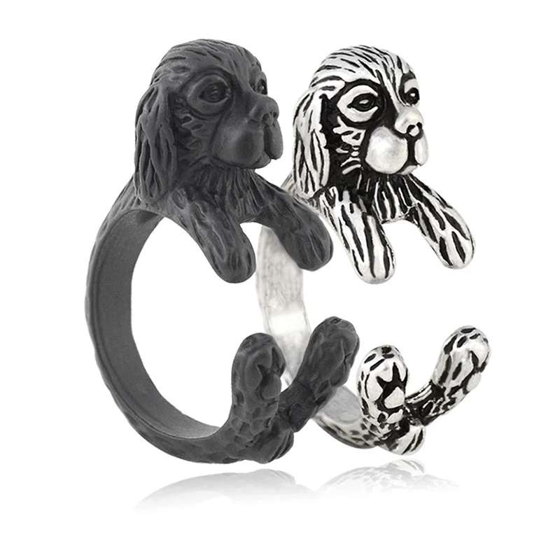 Прямая доставка Винтаж Чарльз спаниель Anillos щенок кокер-спаниель Anel Бохо Пара