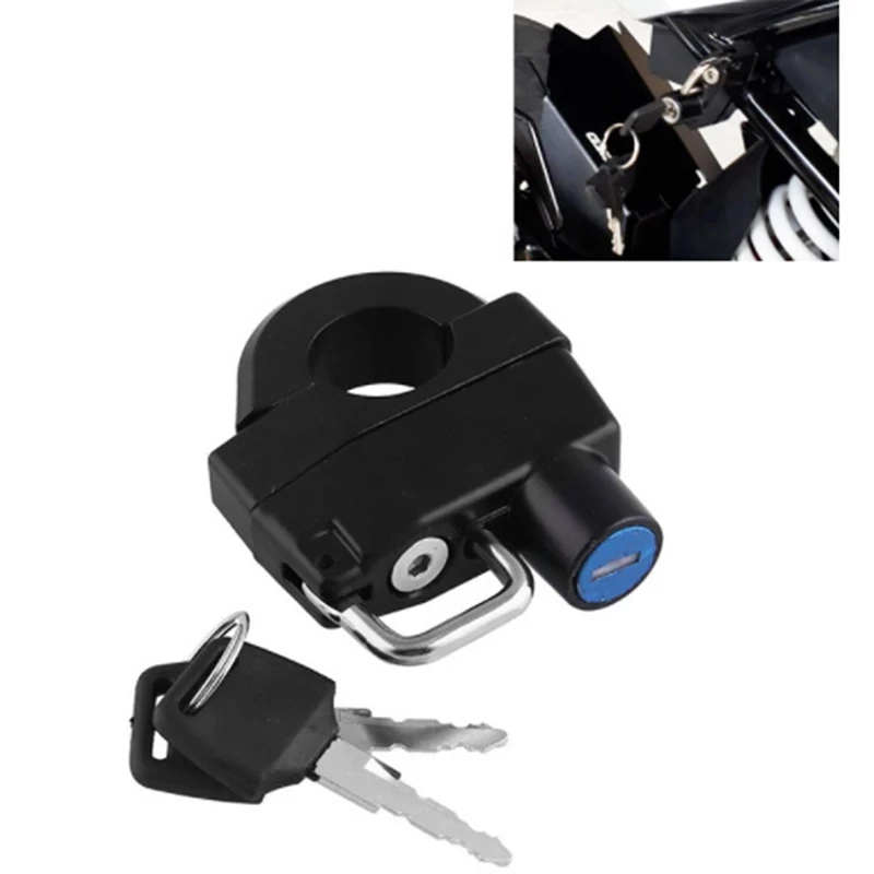 1 PCS Black Metal Motorcycle Handlebar Lock Durable Security Portable Anti-Theft Key Lock Helmet Lock Motorcycle Supplies