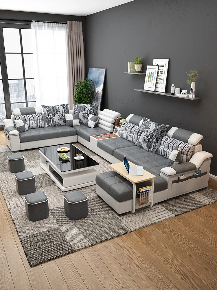 Оптовая продажа мебели для гостиной дешевый тканевый диван 6 7 мест секционные