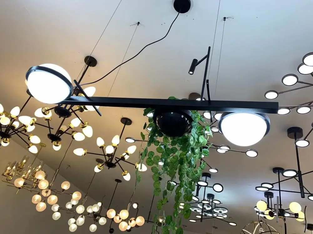 

Minimalist wind stage plant chandelier bedside model room creative contracted acrylic ball walnut music restaurant chandelier