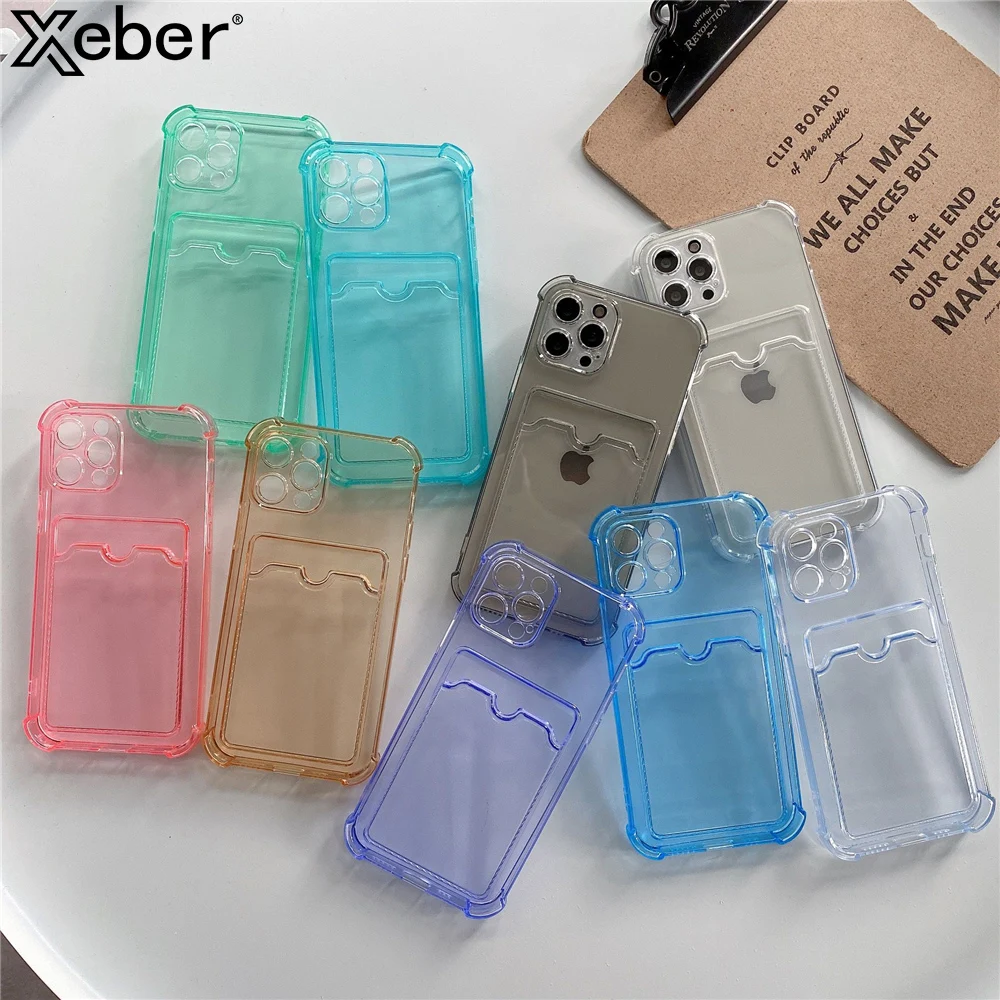 Прозрачный чехол-бумажник с отделениями для карт чехол телефона - Цена: 178.83