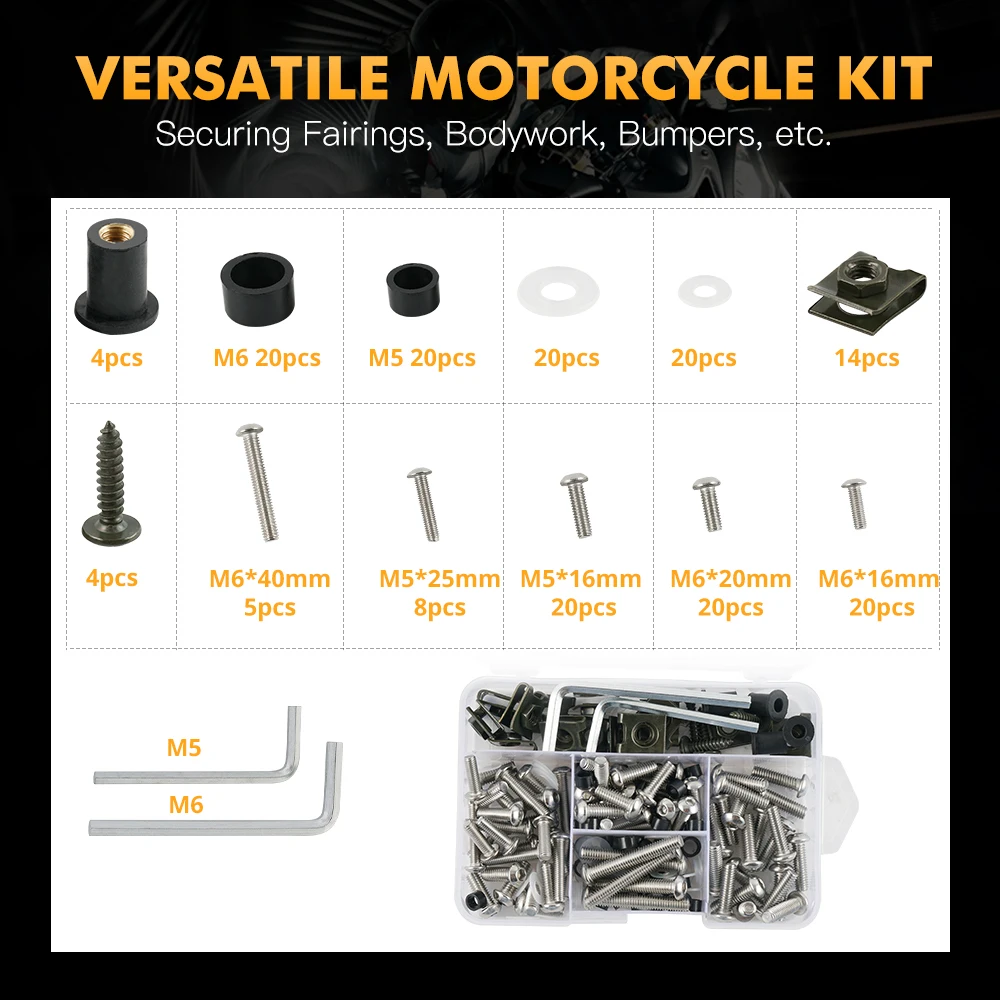 Винты для мотоциклов Yamaha YZF R1 R15 R25 R3 R6 R7 R125 MT03 MT07 MT10 FZR FJ TZ 177 шт. | Автомобили и
