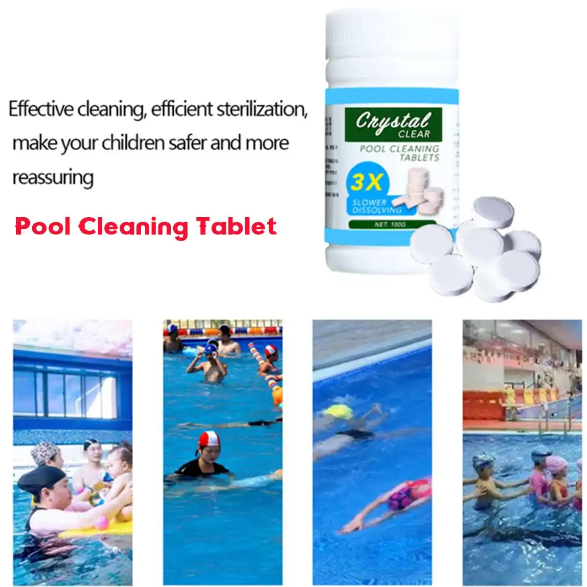 

100g Swimming Pool Cleaning Tablets Purify Water Disinfect Chlorine Pills Instant Effervescent Foaming Cleaners Toilet Cleaning