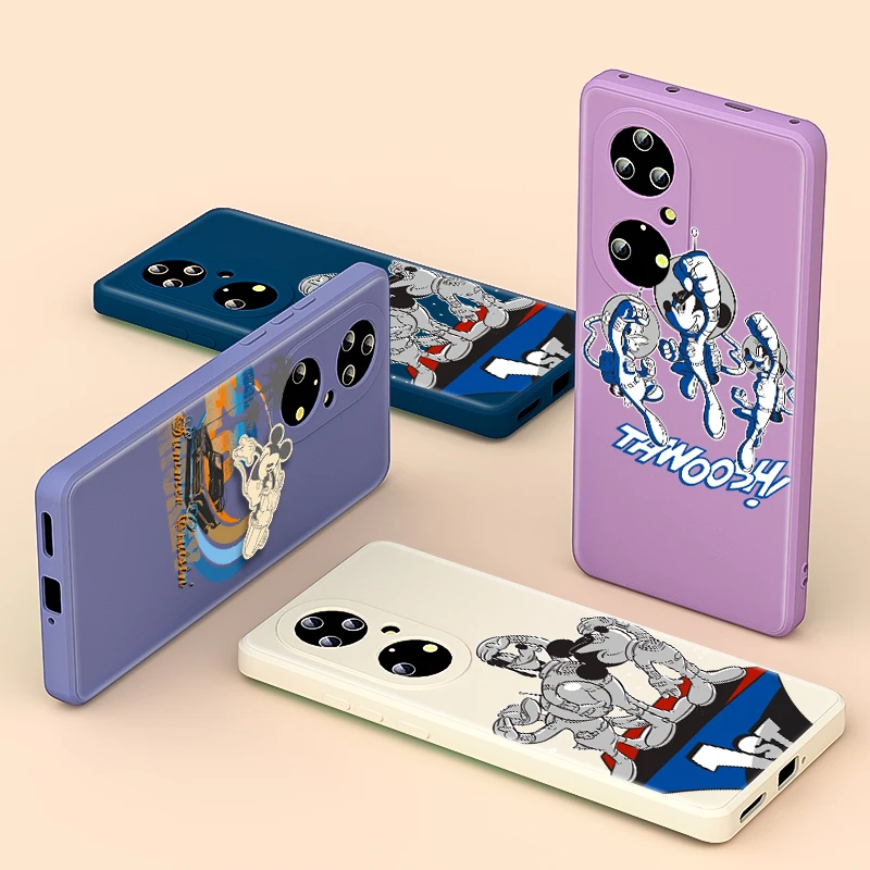 

Liquid Silicone Soft Cover Donald Duck Mickey Mouse For Huawei P Smart Z 2021 P50 P30 P20 Pro Plus P40 Lite E 2019 Phone Case