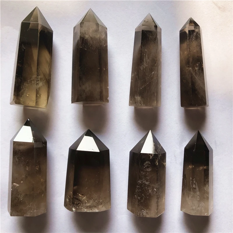 

Healing Obelisk Wand DIY Gift 1PC Natural Tea Smokey Crystal Hexagonal Prism Hot Selling Crystal Point Mineral Ornament