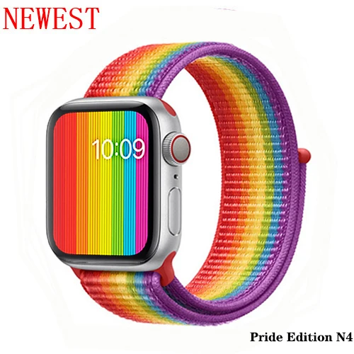 Нейлон pulseira для apple watch band 4 44 мм 40 мм(iwatch 5) apple watch 3 2 1 ремешок 42 мм 38 мм дышащий браслет ремень аксессуары - Цвет ремешка: Pride Edition N4