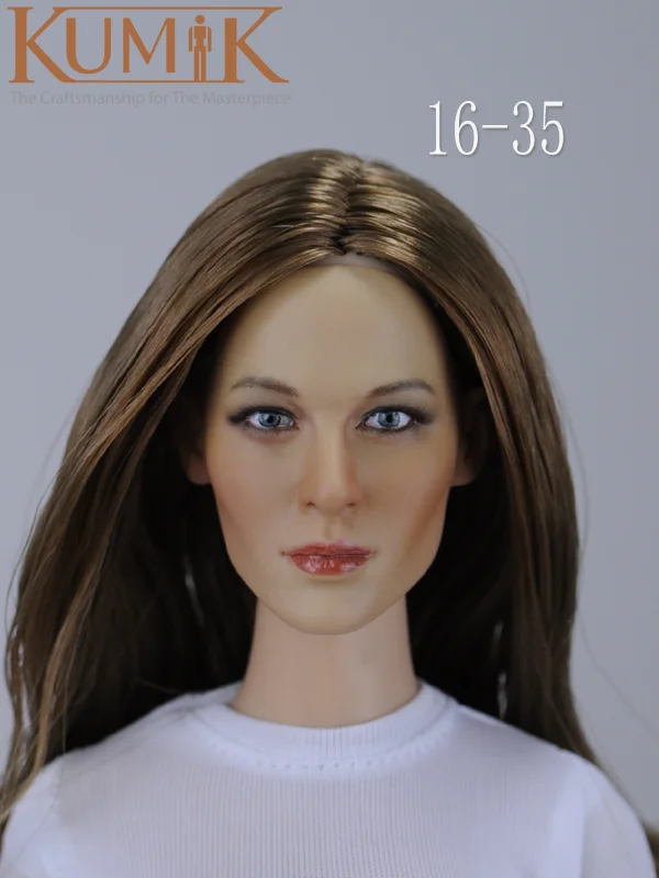 

KM16-35 1/6 Scale Female Soldier European and American Hair Transplant Head Sculpture Model For 12'' Action Figure Body DIY