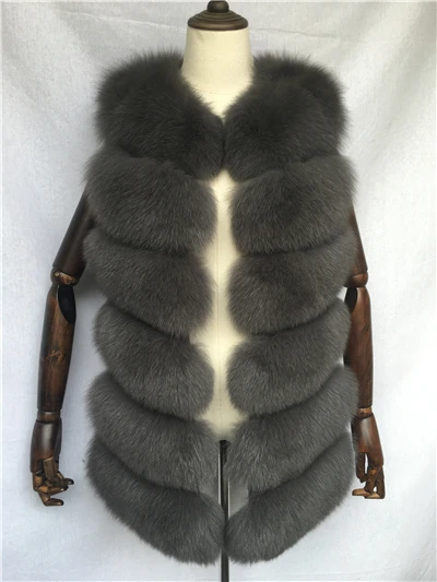 Dark grey MAOMAOFUR жилет из натурального меха женский жилет из натурального Лисьего меха без рукавов Женская куртка Верхняя одежда весенний жилет из натурального Лисьего меха для девочек - Цвет: Dark grey