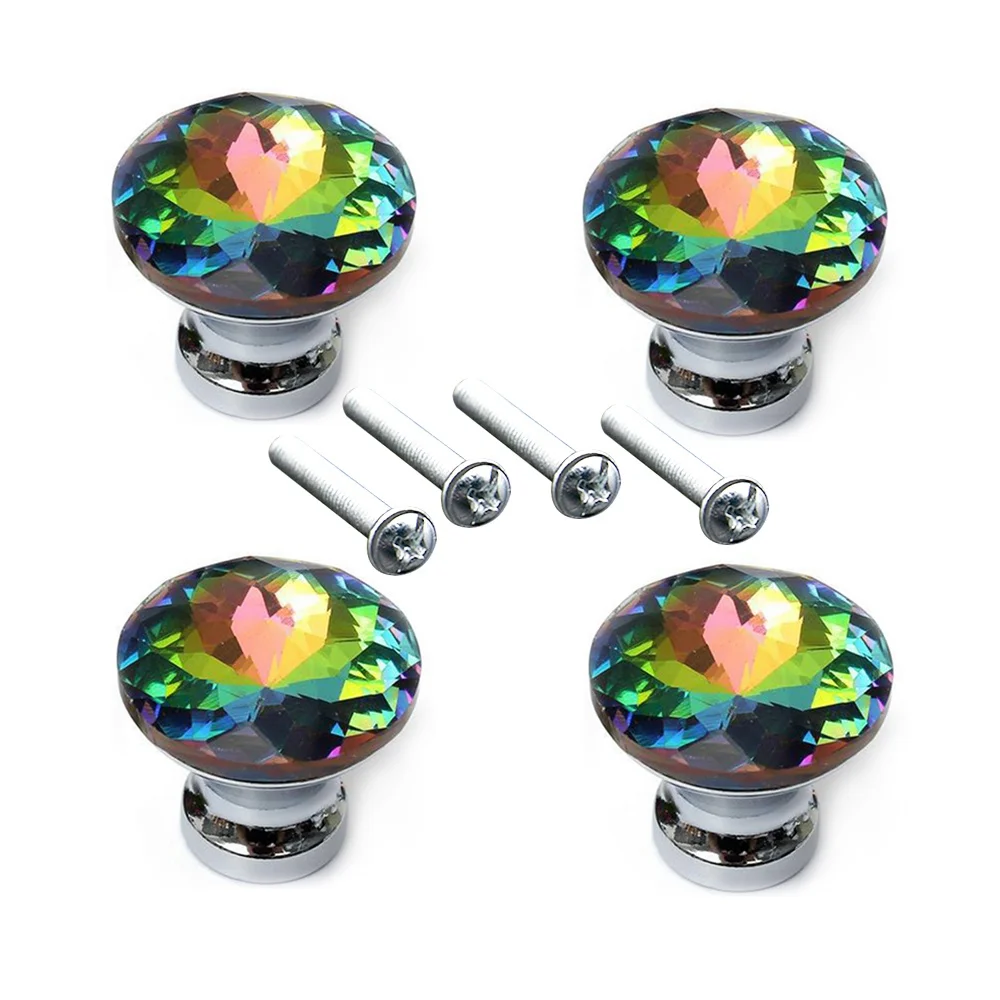 Алмазная форма дизайн Красочные Хрустальные стеклянные ручки ящик для шкафа
