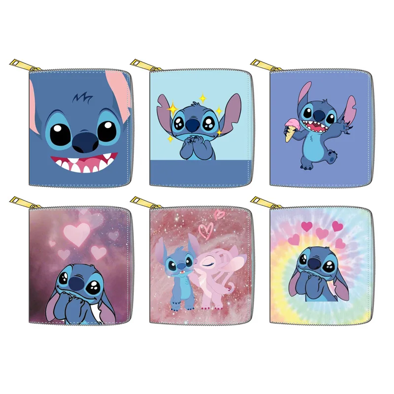 Новинка кошелек для монет Disney Stitch из ПУ кожи короткий маленький на молнии Длинный