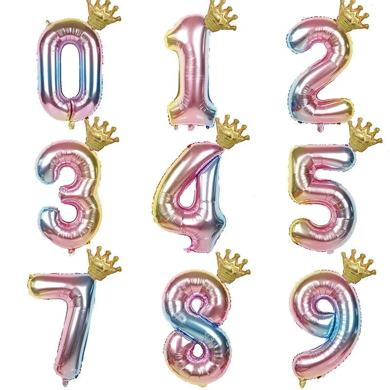 

Шар для дня рождения, 32 дюйма, цифра, корона, цифра, фольга, шар для украшения дня рождения, юбилей, надувные воздушные шары с гелием