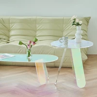 dropshipping modern transparent acrylic table simple art table colorful round coffee table bedroom bedside living room furniture