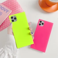 fluorescent square tpu phone case for iphone 11 pro max x xs xr se 2020 7 8 plus silicone soft back cover super drop resistant