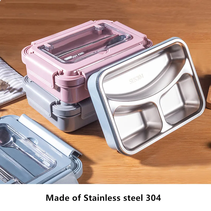 Портативный Ланч-бокс из нержавеющей стали 304 с ложкой модный набор для
