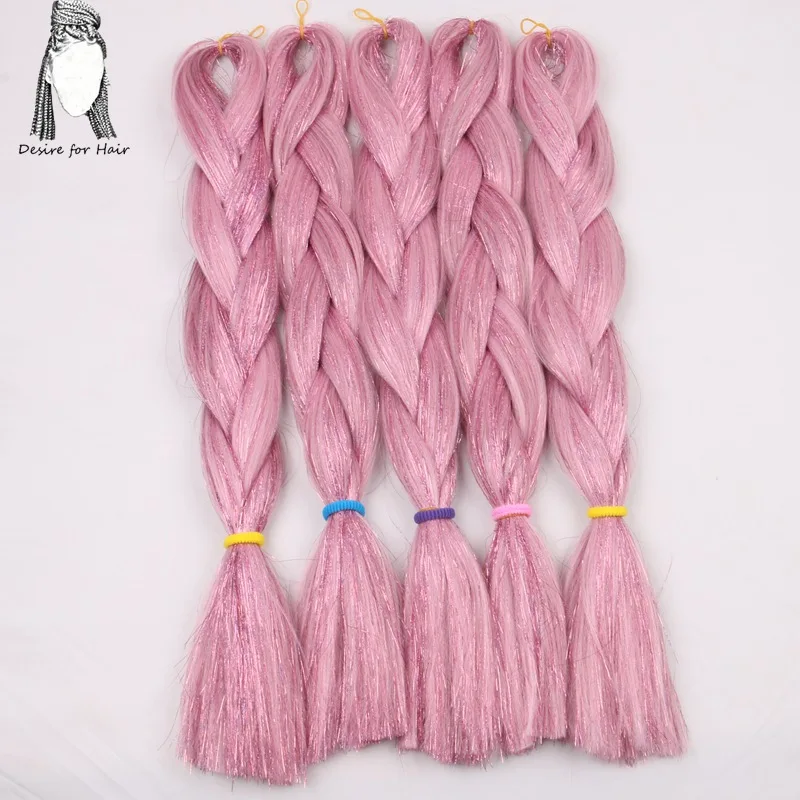 tinsel mix 2317 Desire for hair 24 дюйма 100 г bling Блестки для волос mix большие синтетические косы плетение волос для наращивания - Цвет: tinsel mix 2317