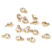 10pcslot 6mm high quality copper rhinestone crystal charms pendant for diy jewelry earrings finding accessories