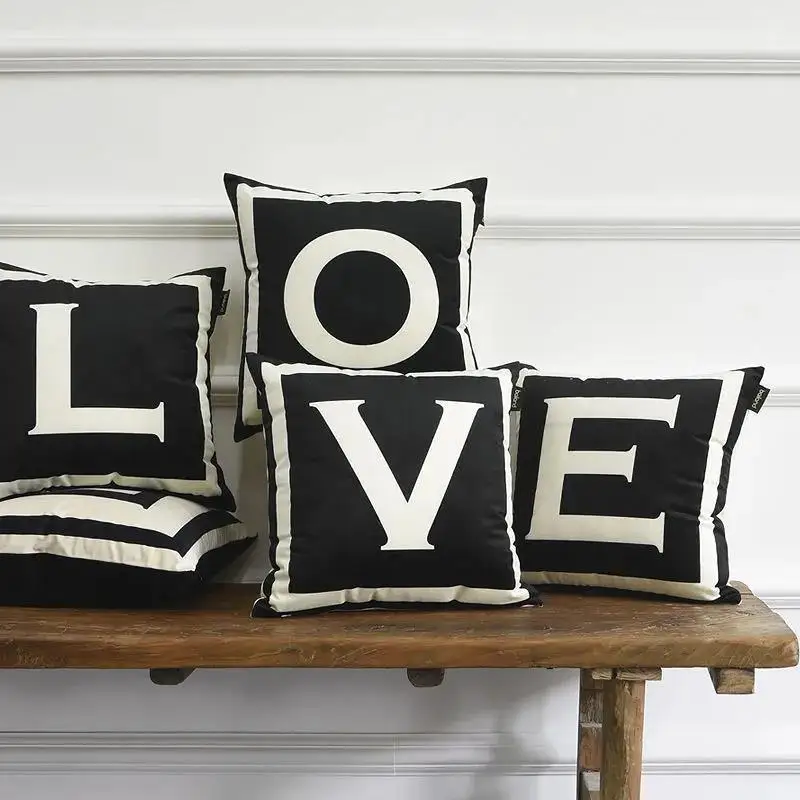 

Nordic 26 Any Combination Of Black And White Letter Printing Pillow Sofa Cushion Cover Car Waist Office Waist Napping Pillowcase