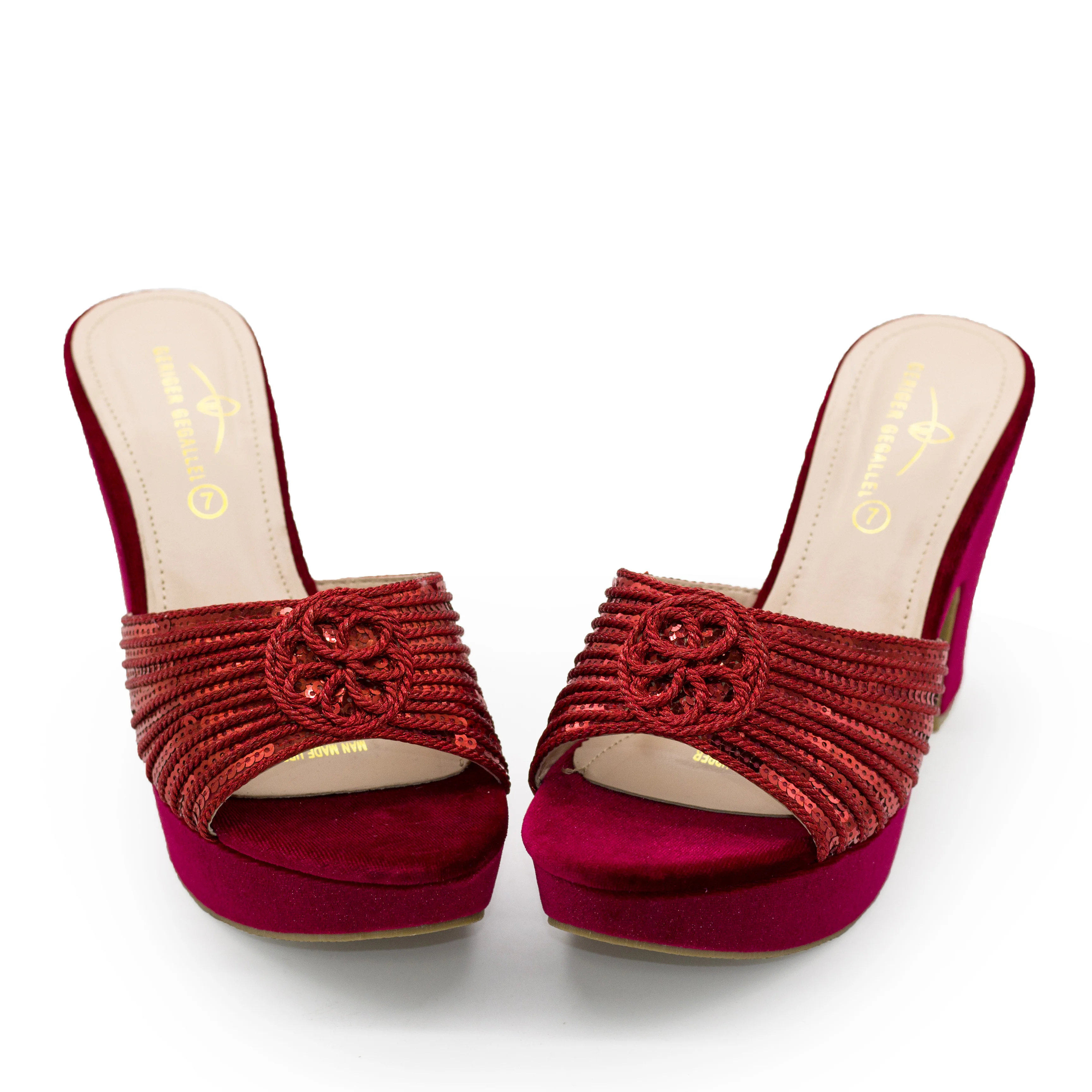 2022 Female Footwear Plus Size 41 42 Knotted Chunky Heels African Wedding Sandals Platform Shoes High Heels Mules Sandals Women