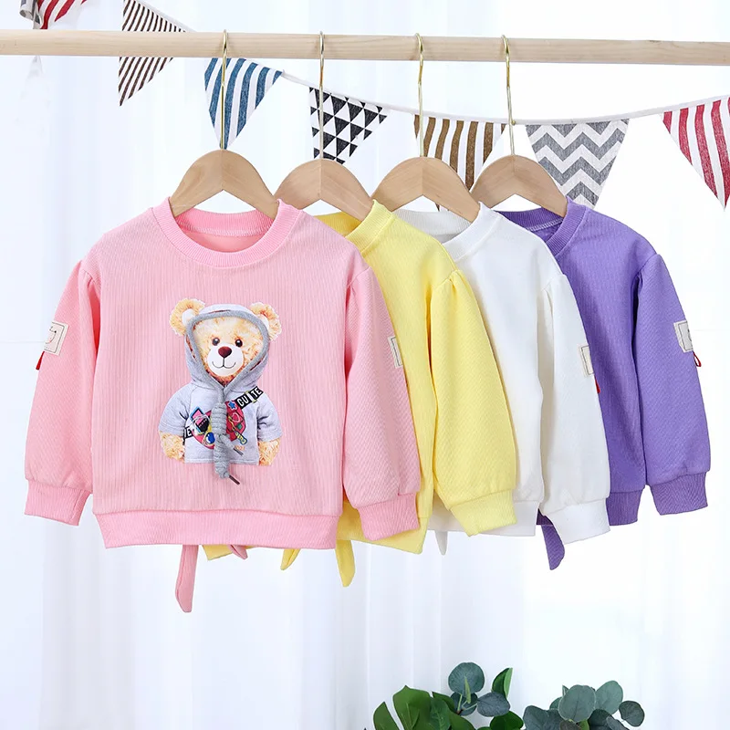 Новинка 2021 детские футболки с круглым вырезом и длинным рукавом милым мультяшным