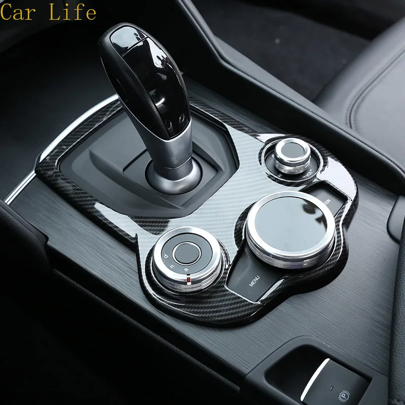 

Стиль углеродного волокна для Alfa Romeo Giulia Stelvio 2016 2017 2018 2019 ABS Хромированная центральная консоль декоративная рамка отделка автомобильные дета...